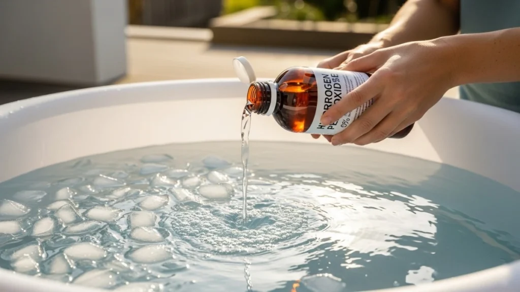 How much hydrogen peroxide in ice bath
