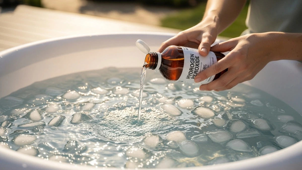 How much hydrogen peroxide in ice bath